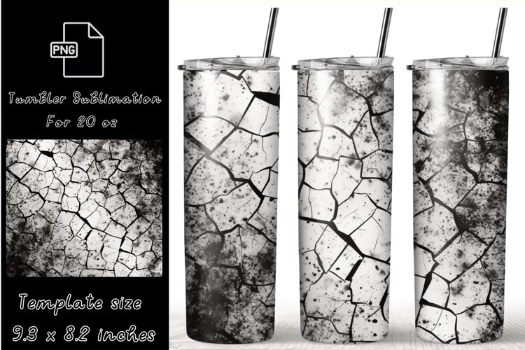 Vintage Black Tumbler Wrap Sublimation For 20 oz Skinny example image 1