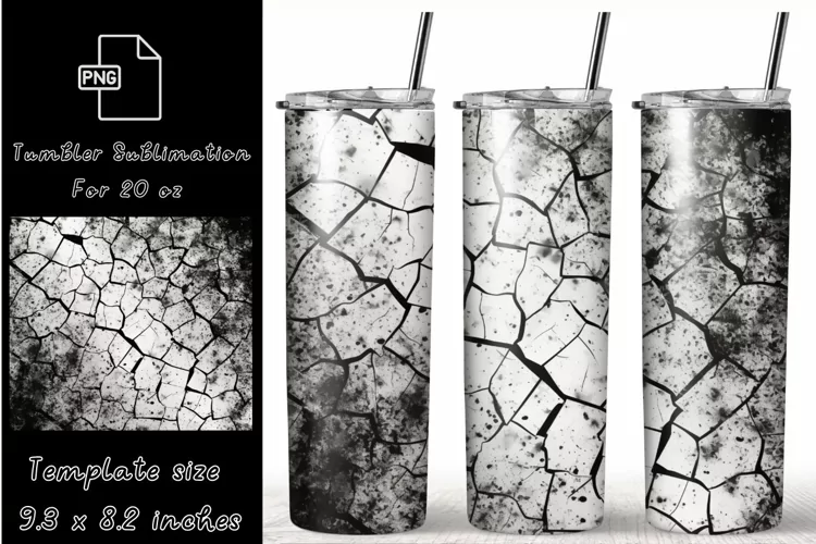 Vintage Black Tumbler Wrap Sublimation For 20 oz Skinny