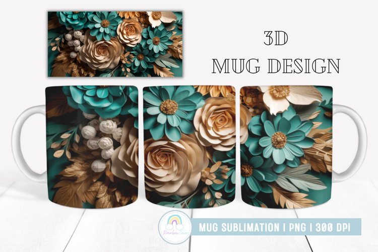 3D Mug Wrap I 3D Flowers Mug Sublimation