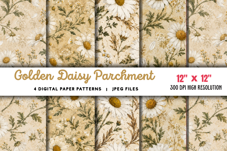 Golden Daisy Parchment Junk Journal JPG