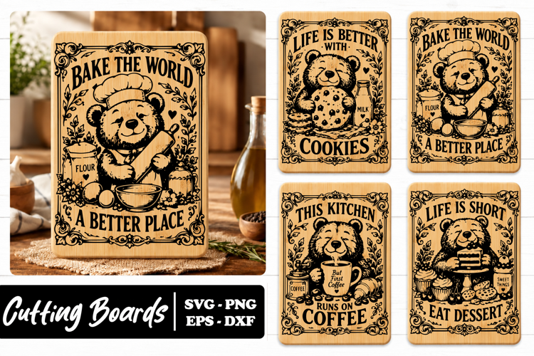 Bear Baking Kitchen Quotes SVG PNG