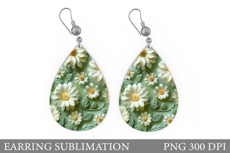 Flowers Earring Design. 3D Flowers Earring Sublimation example image 1
