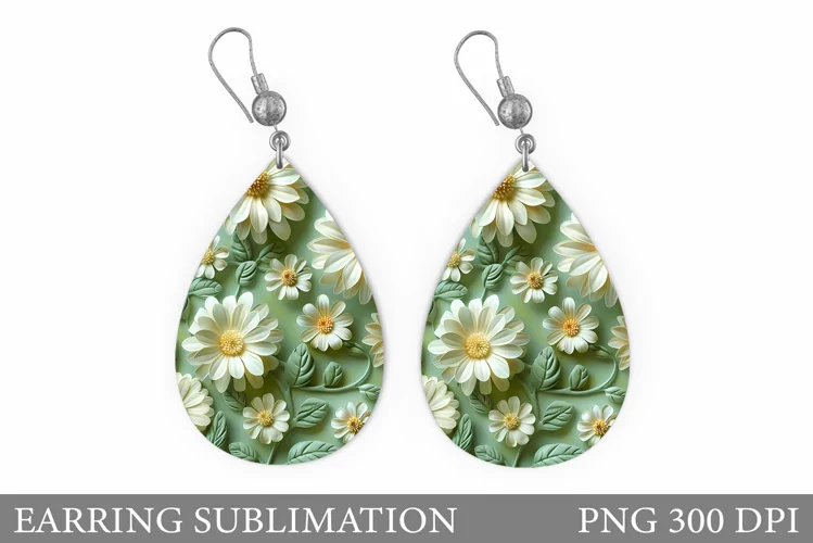 Flowers Earring Design. 3D Flowers Earring Sublimation