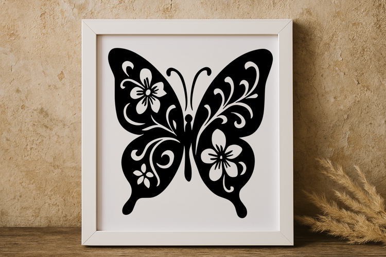 Elegant Floral Butterfly SVG