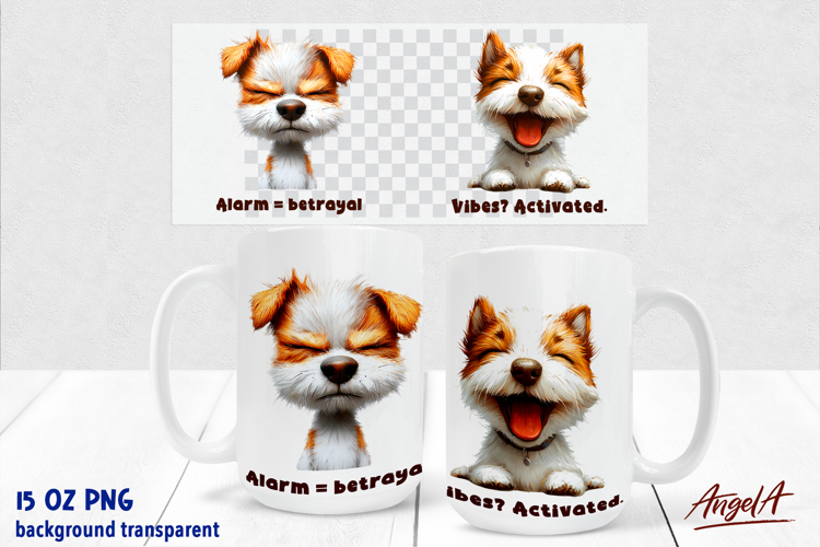 Coffee Dog Mug sublimation, puppy Jack Russel funny quote