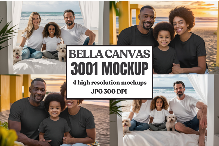 Bella Canvas 3001 Family Group Mockup