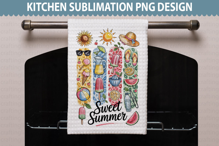 Summer Kitchen Towel Design - Summer Sublimation PNG