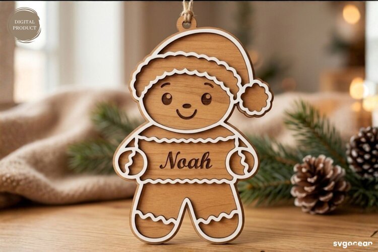 Personalized Gingerbread Ornament Laser Cut | SVG example image 1