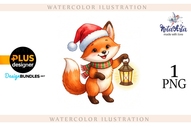 Illustration of a cute Christmas fox