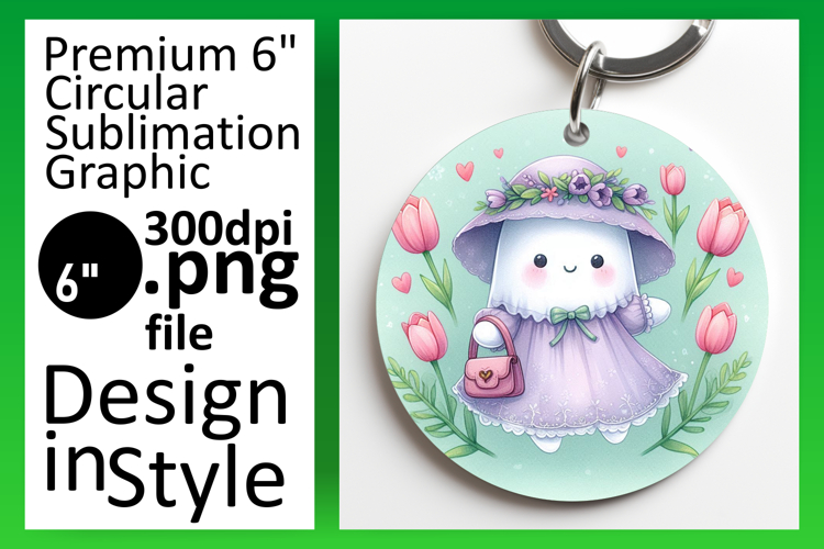 Chic Circle Design for Keychains , Cute Ghost