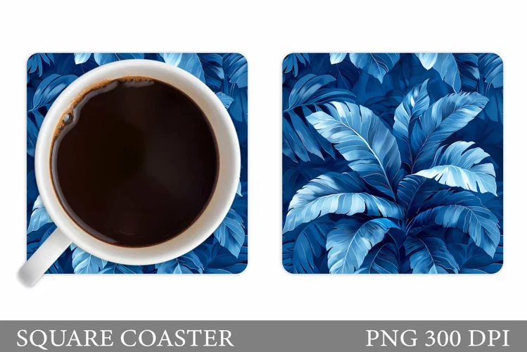 3D Tropical Leaves Coaster. Tropical Leaves Square Coaster