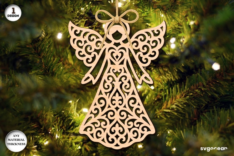 Christmas Angel Ornament Laser Cut | Glowforge | SVG