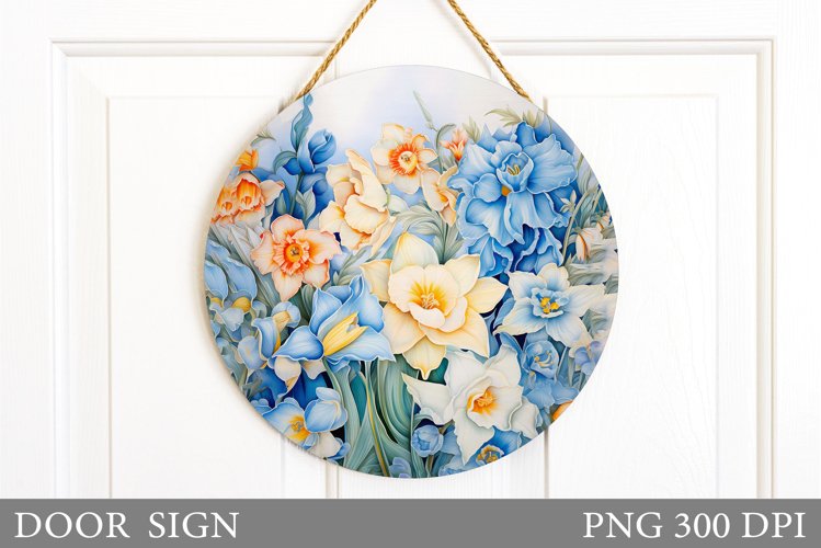 Spring Flowers Door Sign. Floral Door Sign Sublimation