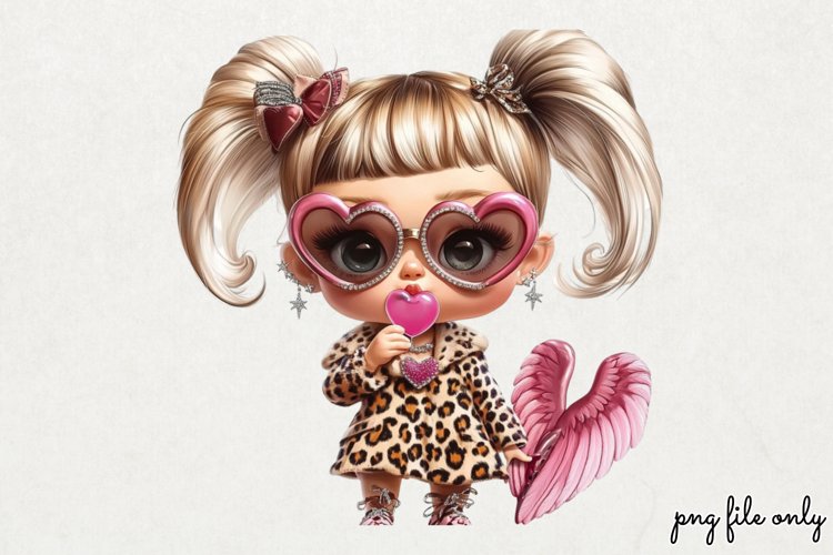 Lazy Pink Leopard girl for Clipart PNG
