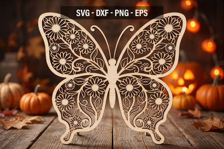 Floral Butterfly SVG, Flower Butterfly Laser Cut File