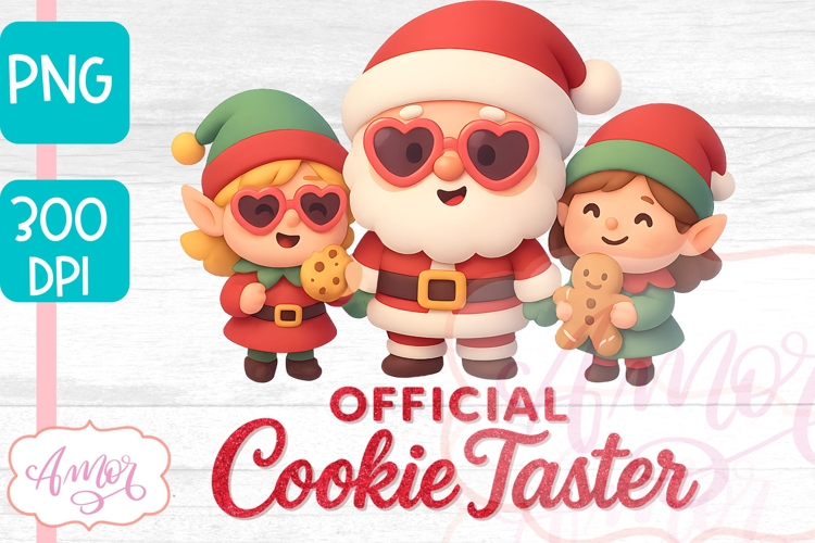 Official cookie tester PNG, Cute Santa sublimation Design