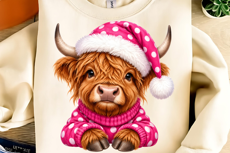 Highland Cow Christmas PNG Design, Trending Christmas PNG