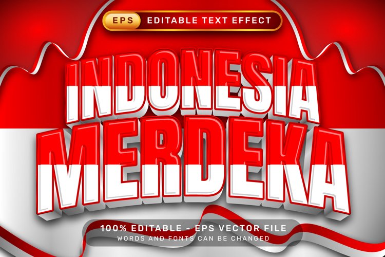 indonesia merdeka 3d text effect and editable text effect example image 1