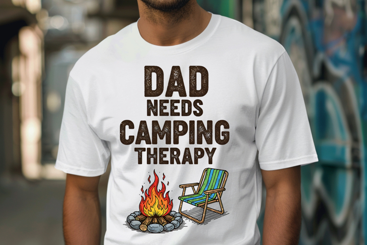Dad Needs Camping Therapy PNG Father Day Sublimation Design