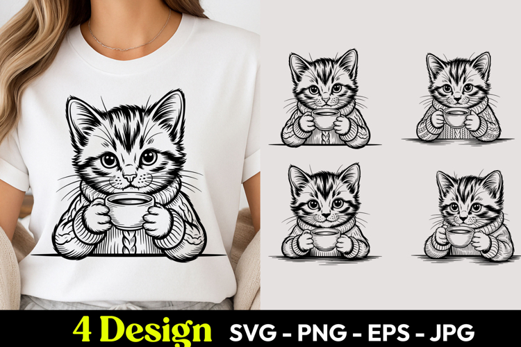 Cute Reading Kitten SVG PNG