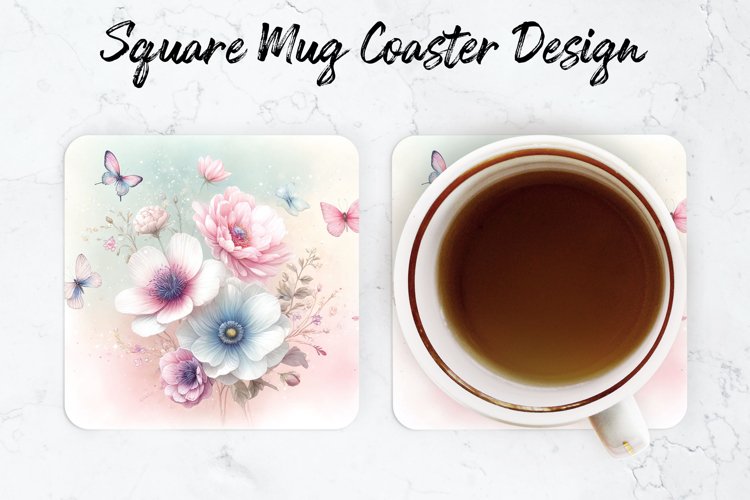 Flowers Mug coaster | Coaster | Sublimation Design