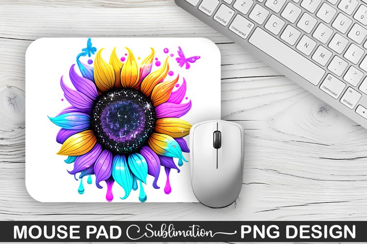 Magical Purple Cyan Sunflower Sublimation Mouse Pad Design