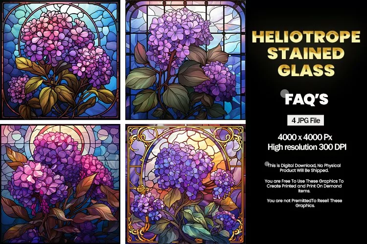 Stained Glass Heliotrope Square Coaster - 04 Variations