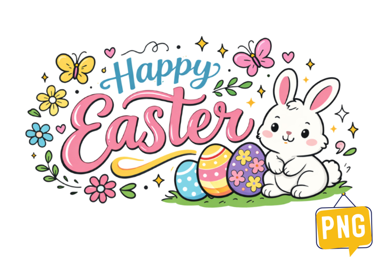 Happy Easter PNG,Happy Easter Sublimation Design