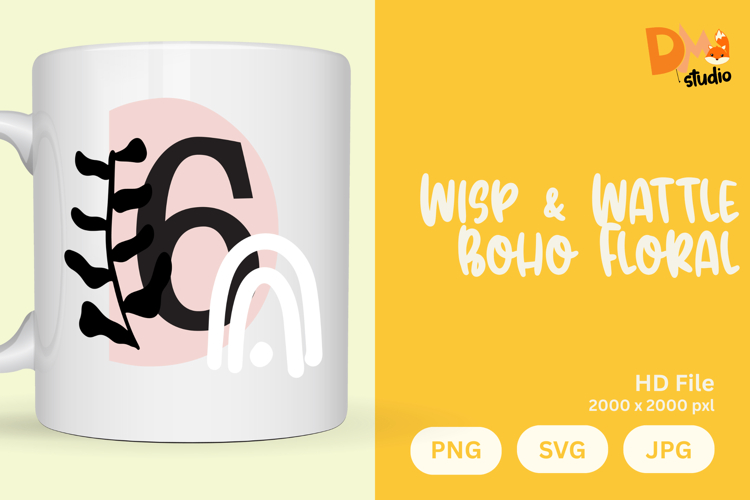 Wisp   Wattle Boho Floral Monogram
