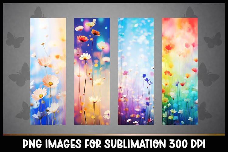 4 Flowers Bookmarks Sublimation I Spring Bookmarks example image 1