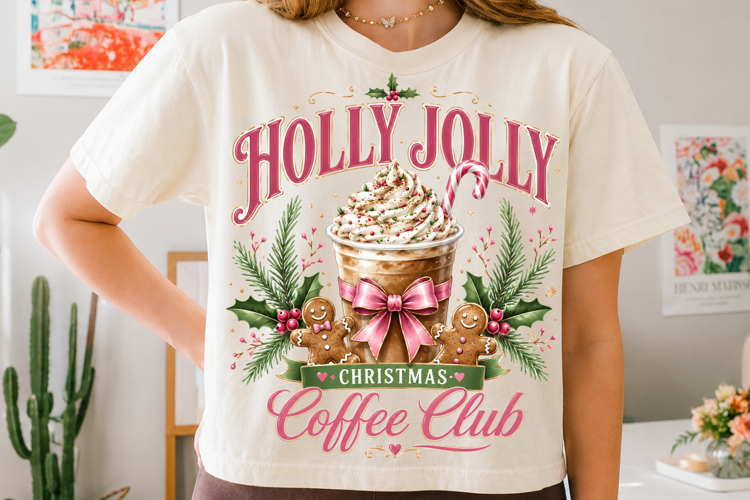 Holly Jolly Christmas Coffee Club PNG, Christmas Coffee