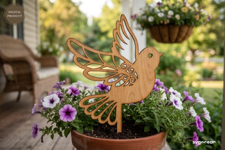 Spring Bird Garden Stake Laser Cut | Glowforge | SVG