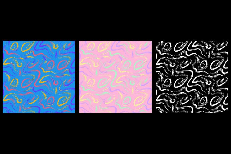 Grunge Scribbles Seamless Patterns - 3 Color Variations example image 1