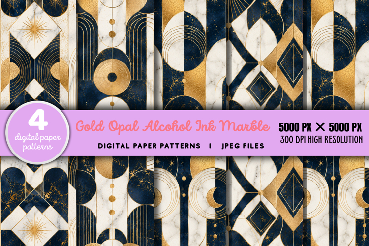 Gold Opal Alcohol Ink Marble JPG