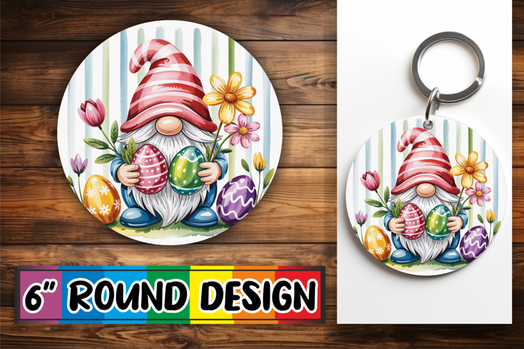 Whimsical Round Design Ornaments, Easter Gnomes