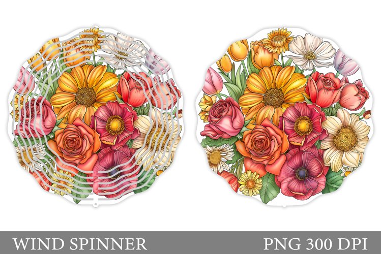 Flowers Wind Spinner Sublimation. Summer Wind Spinner Design