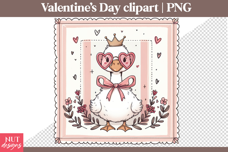 Valentines day clipart Preppy Valentine Goose sublimation
