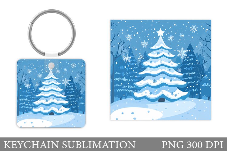 Christmas Tree Keychain. Christmas Keychain Sublimation
