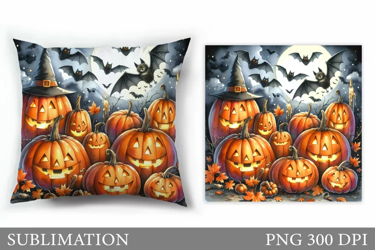 Halloween Pumpkin Pillow. Halloween Pillow Sublimation