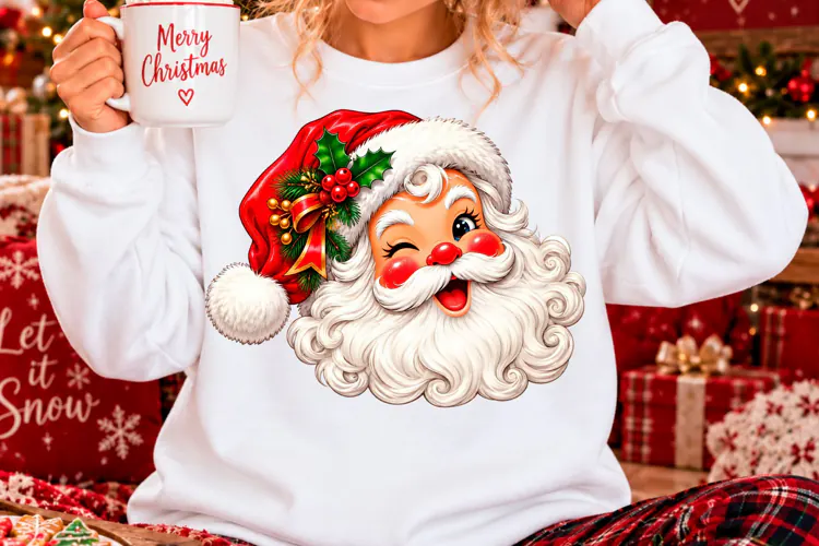 Cute Winking Santa Claus Christmas PNG