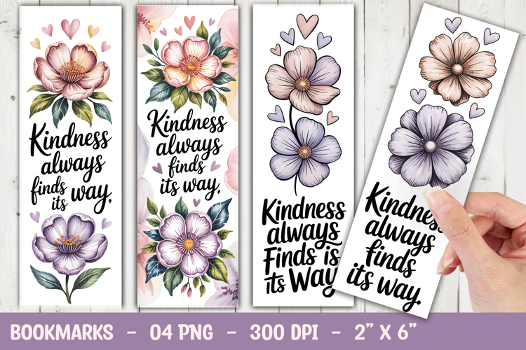 Kindness Quote Floral Bookmark Sublimation