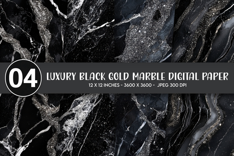 Luxury Black Gold Marble Digital Paper