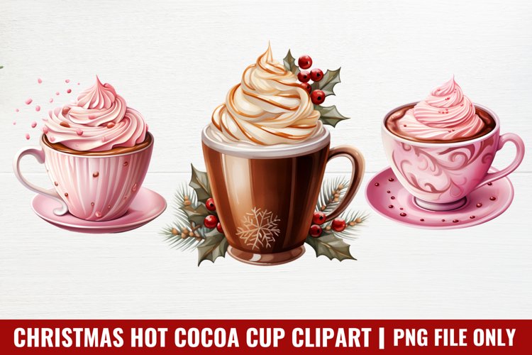 Christmas Hot Cocoa Cup Clipart Sublimation