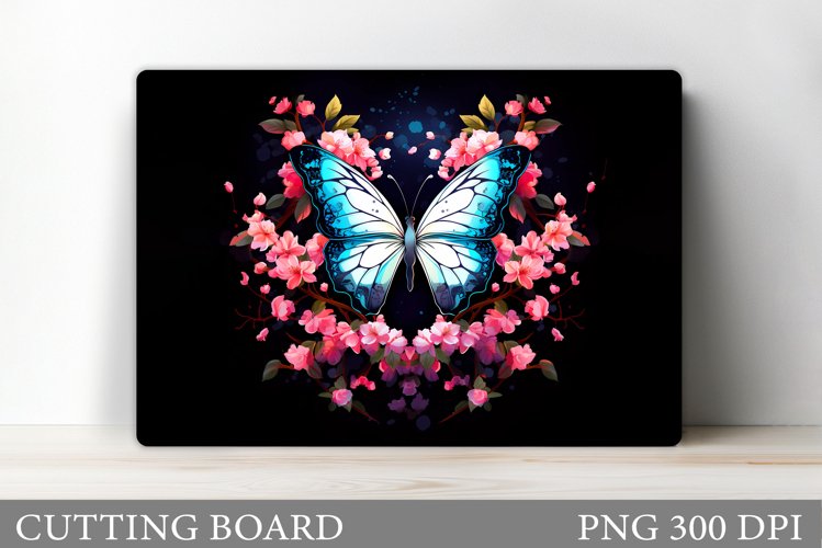Butterflies Cutting Board. Flowers Kitchen Cutting Board example image 1