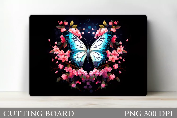Butterflies Cutting Board. Flowers Kitchen Cutting Board