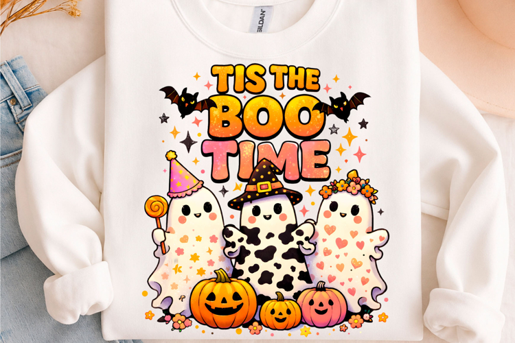 Tis the Boo Time Cute Ghost Halloween PNG