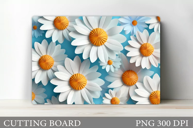 Daisy Flowers Cutting Board. Flowers Kitchen Cutting Design
