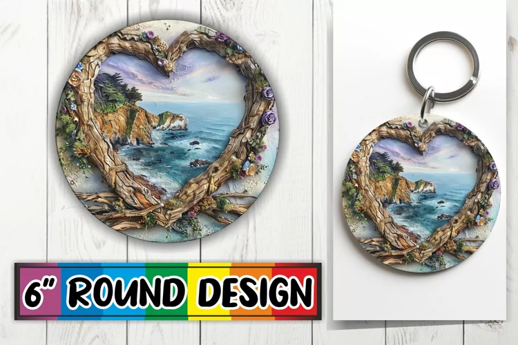 Enchanted Woodland Circle Design Sublimation 3D Heart Frame
