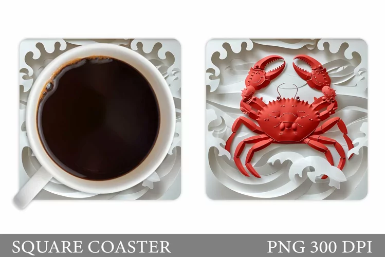 Crab Coaster Design. Sea Coaster Sublimation