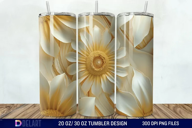 3d Sunflower floral Tumbler Wrap